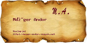 Móger Andor névjegykártya